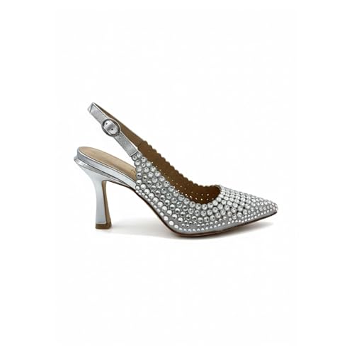 Alma en Pena V261808 - Sandalias de piel para mujer, plateado, 39