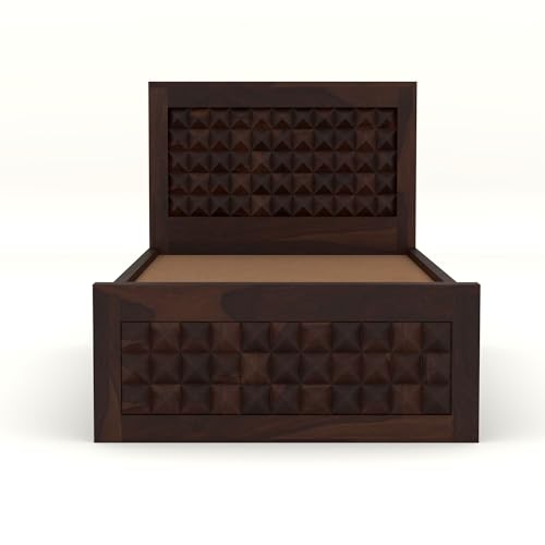 Image of Solid Sheesham Wooden Bed 6X4 Bed Single Bed Without Storage for Bedroom - Single Cot Wooden BedSingle Size for Living Room Guest Room - 12 Month Warranty (David Walnut)