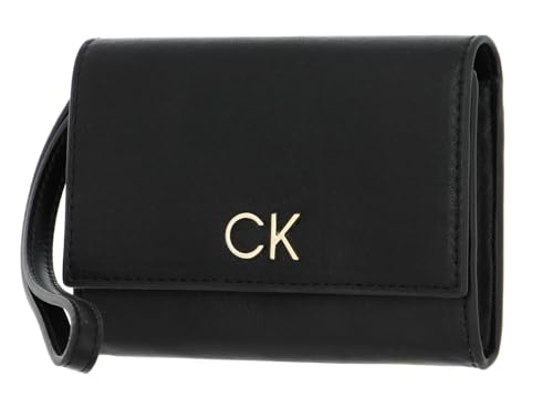 Étui de carte Calvin Klein Re-Lock Bifold noir en similicuir grainé