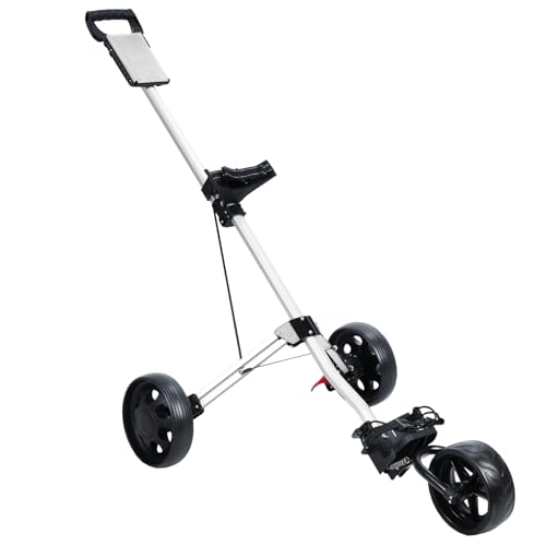Golfwagen mit 3 Rädern, faltbarer Aluminium-Golfwagen mit Bremse, 4,1 kg | Leichtlaufende kugelgelagerte Räder, Scorekartenhalter, Tee, kompakter...