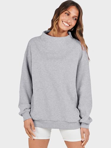 Image of ANRABESS Womens Oversized Sweatshirts Mock Neck Pullover