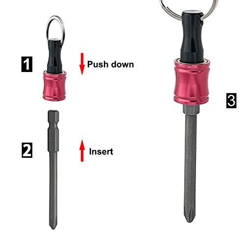 Seonfook 6Pcs Screwdriver Bits Holder Keychain Extension Bar Aluminum Alloy Screwdriver Extension Bits Holder Quick Release Drill Bit Screw Adapter For 1/4 Inch Hex Shank Screwdrivers And Drill Bits #TOP3