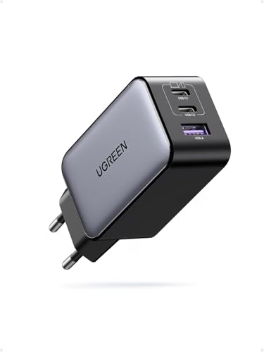 UGREEN Nexode 65W Chargeur USB C Rapide 3 Ports GaN Prise USB C Compatible avec iPhone 17 Pro Max Air 16 Plus 15 14 13 12 Galaxy S25 S24 S23 A16 Pixel 9 8 7 iPad MacBook Air Pro M4 M3 M2 M1 (Noir)