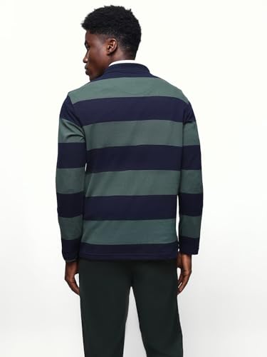Image of Dennis Lingo Men's Striped Polo Neck Full Sleeves Relaxed Fit T-Shirt