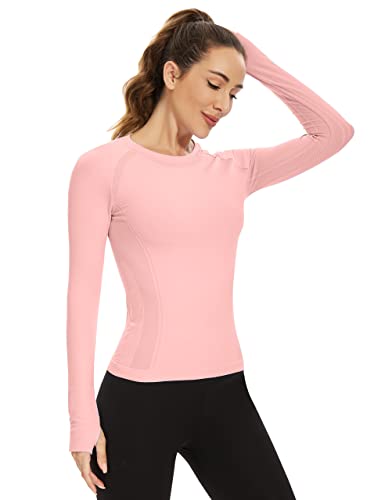 Image of MathCat Workout Shirts for Women Long Sleeve, Workout Tops for Women, Quick Dry Gym Athletic Tops，Seamless Yoga Shirts XS-XL