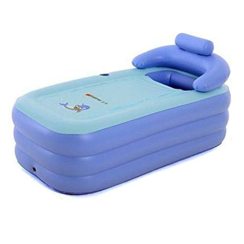 WINUS Portable Bathtub, Pink/ Blue/ Light Blue Multi-function PVC Adult Blowup Bathtub Spa PVC Warm Inflatable Bath Tub Folding Portable (Light Blue)