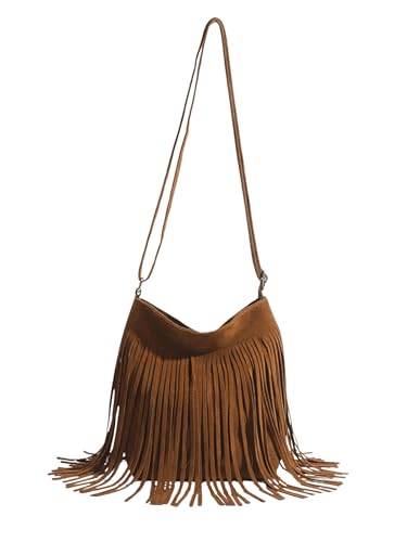 GORGLITTER Women's Western Fringe Bag Cowgirl Purse Faux Suede Crossbody Bag with Tassel
