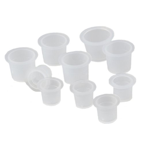 100 x Tattoo Plastic Ink Cups - Select The Size (Small: 9mm)