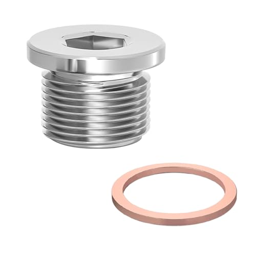 Sunxeke M18 x 1.5 Sensor Plug Standard with Inner Hex Head 304 Stainless Steel Universal Fit with Red Copper O-Ring for Motorbike Trucks and Motorcycles
