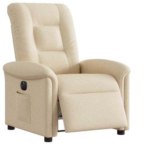 Qnhdfrt Relaxsessel Elektrisch Creme Stoff 77x91,5x96 cm Fernsehsessel...