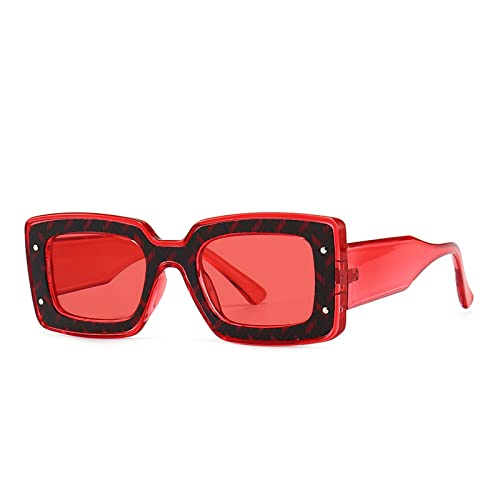 Image of Fashion Square Sunglasses For Women Men Rivet Decoration Luxury Ladies Sun Glasses UV400 Shades Lady Leopard Eyewear