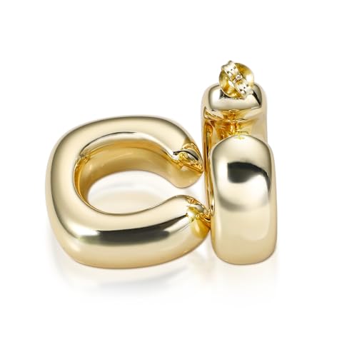 14K Gold Earrings for Women Thick Chunky and Lightweight Gold Hoop Earrings Trendy Gold Jewelry Star Jewelry