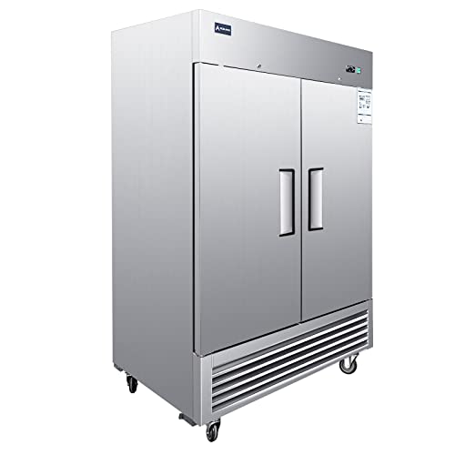 Aceland Commercial Refrigerator Stainless Steel Reach-in Solid Door Upright Fan Cooling Refrigerator for Restaurant, Bar, Shop, Residential 49 Cu.ft (Commercial Kitchen Equipment), Silver (AKR49)
