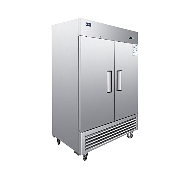 Aceland Commercial Refrigerator Stainless Steel Reach-in Solid Door Upright Fan Cooling Refrigerator for Restaurant, Bar, Shop, Residential 49 Cu.ft (Commercial Kitchen Equipment), Silver (AKR49)
