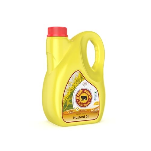 Image of Elephant Brand Hathi Marka Kacchi Ghani Mustard Oil - Ideal for cooking food, pickles, massages Jar (2 Ltr)