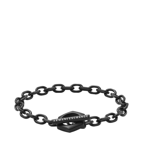 Armani Exchange Pulsera de eslabones de hombre acero inoxidable negro, AXG0105001
