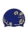 YOOJIA Flower Printed Swim Cap Long Hair Swimming Hat Non-Slip Waterproof Swim Cap Bathing Hat Navy Blue One Size