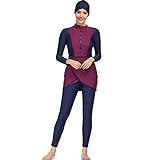 YONGSEN 2022 New Modest Color Women Swimsuit with Hijab Muslim Swimwear Islamic Modest Swimming Suit Burkinis (4X-Large) Purple