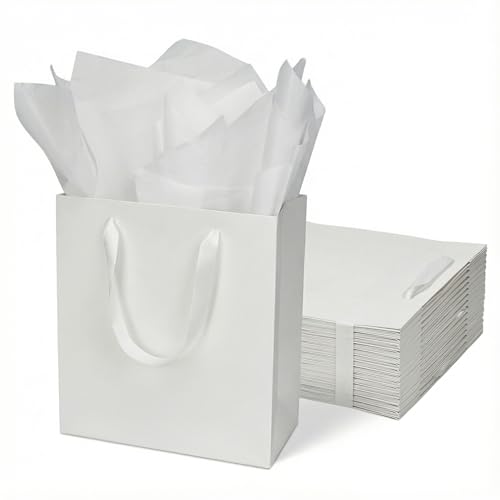 Sacs cadeaux blancs Papertide lot de 30 grand format en papier kraft