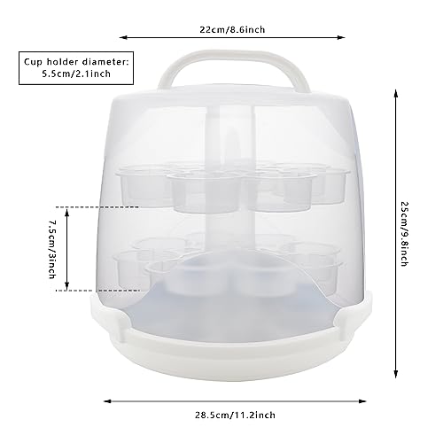 FEOOWV 3-Tier Cupcake Carrier,Cupcake Holder with Lid and Handle for 24 Cupcakes,Portable Cupcake Holder Cookie Carrier,Cupcake Transport&Storage Container (White)