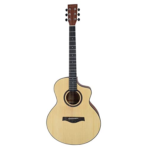 Image of Vault EA40 41 inch Premium Solid Spruce-Top Cutaway Acoustic Guitar with Bajaao Gig-Bag, Polishing Cloth & E-Book