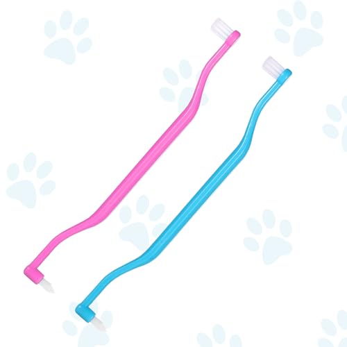 2pcs Dual Sided Cat Toothbrush, Micro Head Kitten Teeth Cleaning Brush with Curved Handle Cat Dental Care Supplies Reduce Plaque Tartar Formation & Bad Breath 2pcs Dual Sided Cat Toothbrush, Micro Head Kitten Teeth Cleaning Brush with Curved Handle Cat Dental Care Supplies Reduce Plaque Tartar Formation & Bad Breath