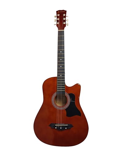Image of Joymusic 38 inch brown beginner acoustic guitar kit,bundle with a strap with picks holder,digital tuner, set strings, capo,cleaning cloth,6 picks,gig bag.(JG-38C,BR)