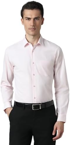 Peter England Men's Everyday Solid Slim Fit Full Sleeve Formal Shirt | Cotton-Rich