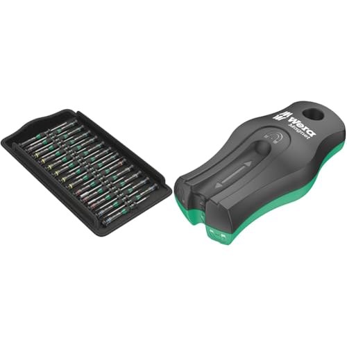 Wera 05134000001 Kraftform Micro Big Pack 1 Schraubendrehersatz, 25-teilig & 05033404001 9500 Magnet SB, Magnetisiergerät, Entmagnetisierer Schwarz-grün 68 x 34 mm