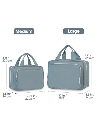 Image of Travel Toiletry Bag for Women Large Hanging Makeup Bag Organizer Toiletries Bag for Full Size Essentials Accessories Cosmetics (Greyish Blue (Large))