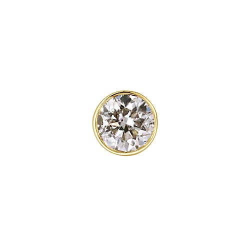 Diamond Wish 1/8 Carat Round Diamond Single Stud Earring in 14k Yellow Gold (H-I, I1-I2, cttw) Bezel Set Screw Back3