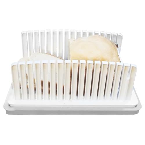 Cortador de pan , tabla de cortar tostadas ajustable, guía de corte segura e inofensiva para pan, queso, jamón, sándwiches y carnes de almuerzo, 33,5 x 21,5 x 14,5 cm, material PP
