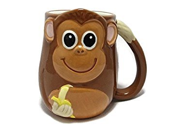 3-d Figural Monkey 16 Oz Coffee Tea Mug Cup Hand Painted By Tag