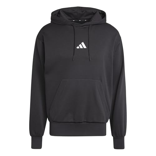 Adidas Hombre Essentials FEELCOZY Fleece Hoodie, Black/White, S