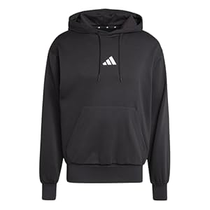 Adidas Hombre Essentials FEELCOZY Fleece Hoodie, Black/White, S