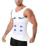YOWODA EUK Kompressionsshirt für Herren, V-Ausschnitt, figurformendes Tanktop, Shapewear-Unterhemd zur Bauchkontrolle bei Gynäkomastie (DE/NL/SE/PL, Alphanumerisch, 3XL, Regular, Regular, Weiß)