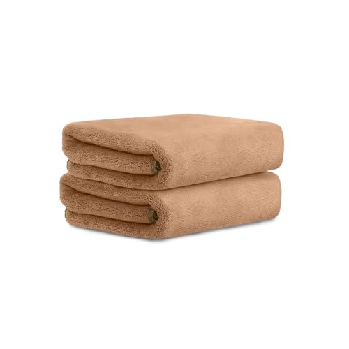 Image of HOUSSE Premium Hand Towel | Microfiber | Super Soft & Quick Dry | Home, Gym, Yoga, Fitness & Weight Lifting | Ultra Absorbent | 550GSM, 60x40cm [2-Pack] (Indian Tan)