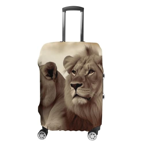 African Lion And Lioness Luggage Cover, Washable Elastic Suitcase Cover Protector Fit 18-32 Inch Luggage