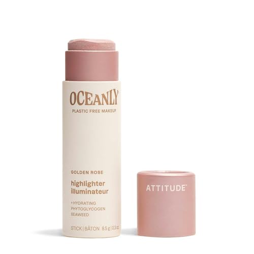 ATTITUDE Oceanly Illuminateur, pour un Look Naturel, EWG Verified, Sans Dioxyde de Titane, Highlighter Sans Plastique, Formulé avec du Phytoglycogène, Végane, Golden Rose, 8.5 g