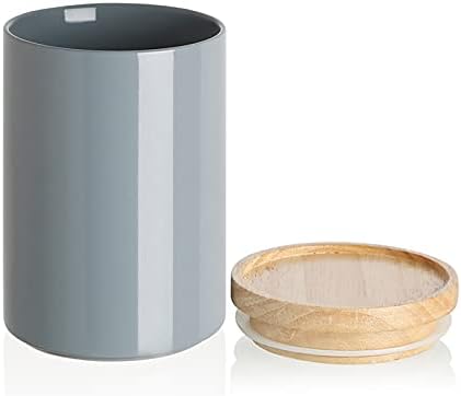 Sweejar Kitchen Canisters Ceramic Food Storage Jar, Stackable Containers with Airtight Seal Wooden Lid for Serving Coffee Bean, Flour, Tea, Cookies and More - 58 Fl Oz(Gray)