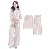 [Beatgos] 腹巻付き ルームウェア 部屋着 パジャマ レディース モコモコ 暖かい 長袖 春 秋 冬 (YS02 米白 M)