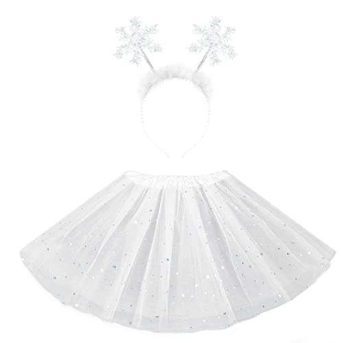 Disfraz Hada Niña, Vestido Princesa Mariposa con Alas Falda Tutú Varita Diadema, Disfraces Ángel Niñas para Uso Diario Fiesta Cumpleaños Puesta Escena Cosplay Navidad, Regalo Niñas 3-10 Años (Blanco)