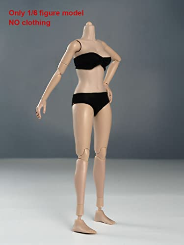 Roofworld 1/6 Scale Miniature Figure Body, 12Inch Pale Skin Super Flexible Joint Body Half-Pack Silicone Huge Bust Action Figure Body Doll Collection For 1:6 Head Sculpt #TOP7