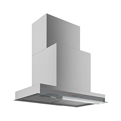 Futuro Futuro Shade 24 Inch Wall-mount/In-Cabinet Modern Range Hood - Italian Desing Vent Hood - Stainless Steel & Flip Glass, LED, Ultra-Quiet, with Blower