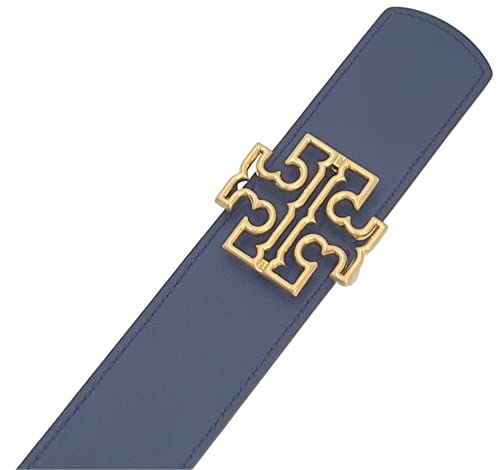 Tory Burch 141742 Britten Royal Navy Blue/New Ivory White With Gold Hardware Reversible 1.5 Inch Width Women's Belt (Large) #TOP1