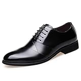 Chaussures Hobe Oxford pour Les Hommes Lacet Up Hauteur Augmentant Ascenseur 2,4 Pouces Port Rond Lerther Anti-Slip Slee Sold Slip Resistant Block Talon