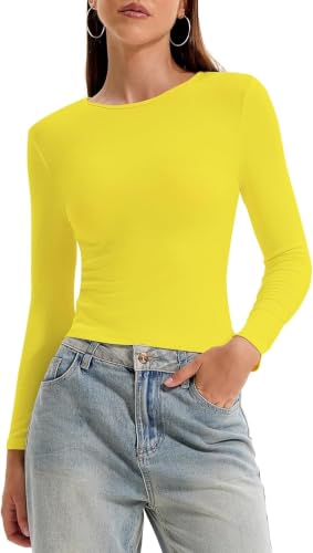 TUTQI Womens Long Sleeve Cotton Tee Y2K Fall Fashion Underscrub Top XS