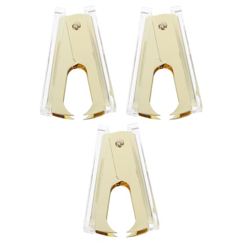 MAGICLULU Lot de 3 Dégrafeuses Ergonomiques en Acrylique Transparent Détails Dorés, Outil Manuel pour Retirer les Agrafes, Léger et Portable, pour Bureau, Maison et École, Fournitures
