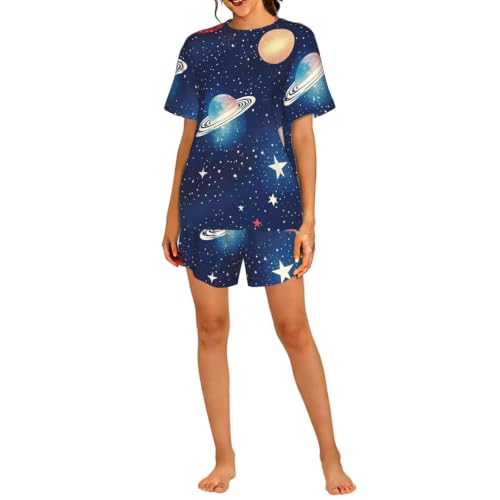 Pyjama femme manches courtes ciel étoilé pour des nuits douces et apaisantes