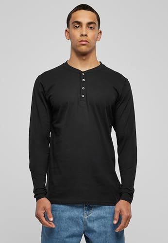 Urban Classics Basic Henley L/S Tee, Sudadera Hombre, Negro (Black), M